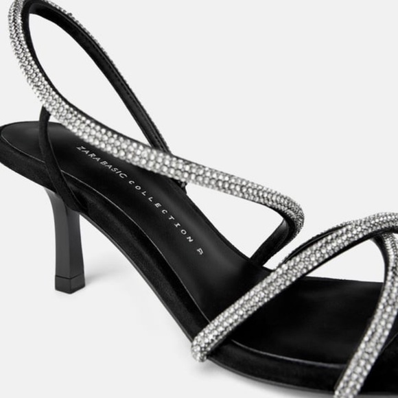 ZARA Bejeweled Mid-Height Heeled Sandals - Picture 5 of 8